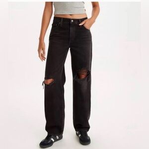 Levi Baggy Dad Jean Black